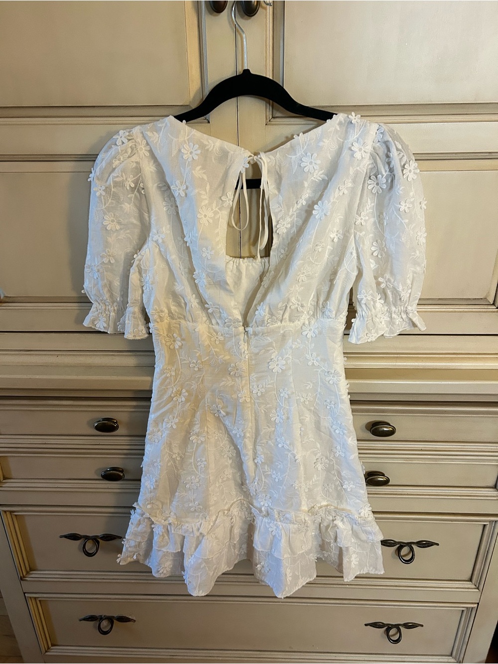REVOLVE White Embroidered Puff Sleeve Mini Dress - Picture 2 of 4